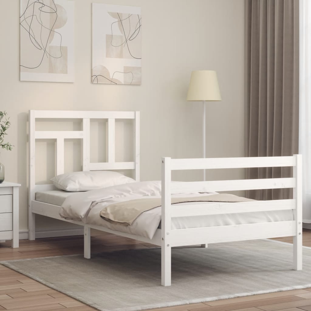 Berkfield Bed Frame with Headboard White 100x200 cm Solid Wood
