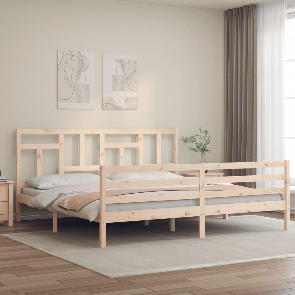 Berkfield Bed Frame with Headboard Super King Size Solid Wood