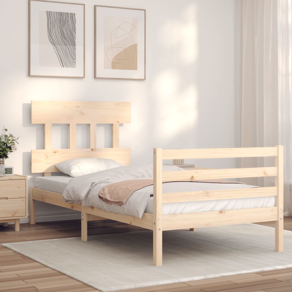 Berkfield Bed Frame with Headboard Single Solid Wood