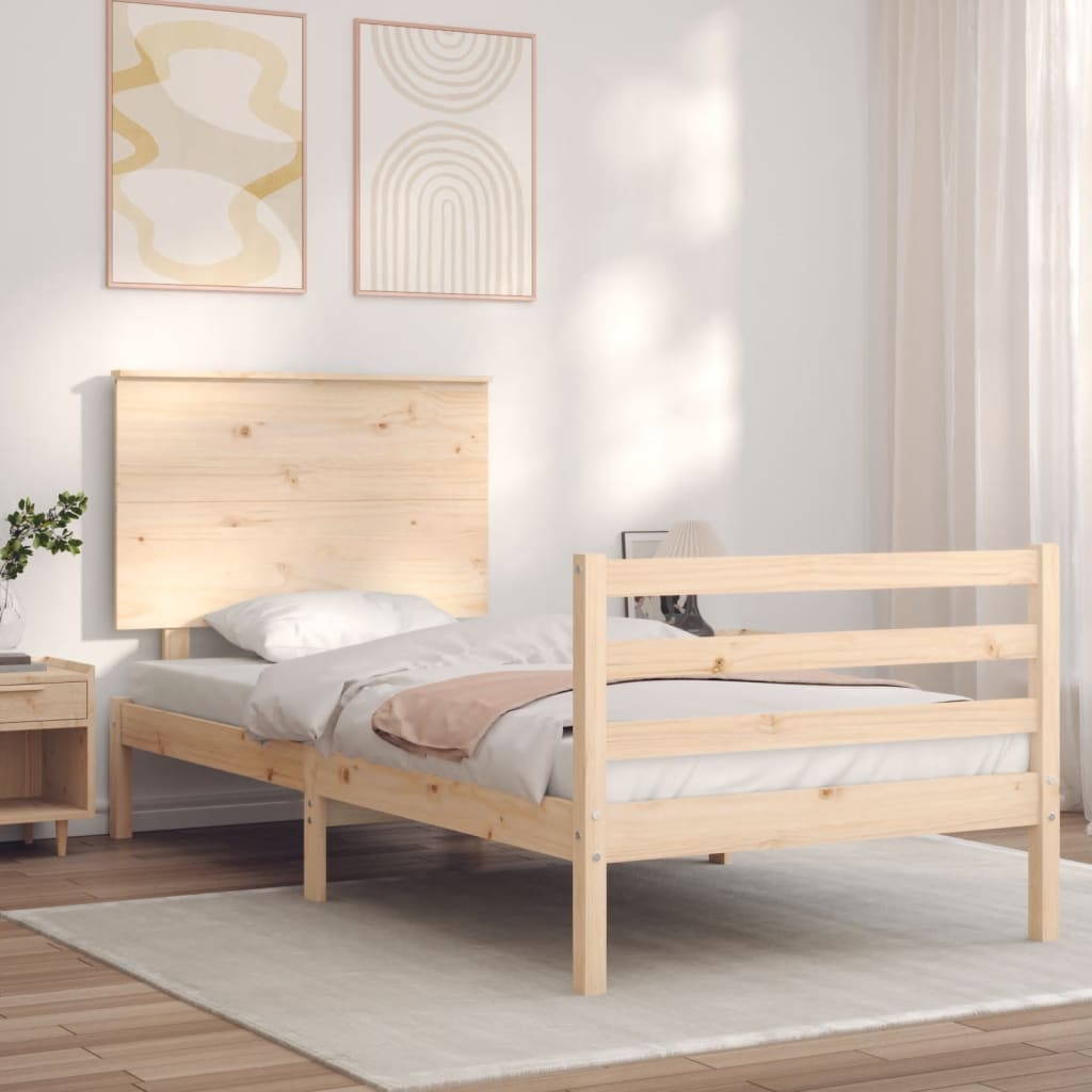Berkfield Bed Frame with Headboard 90x200 cm Solid Wood