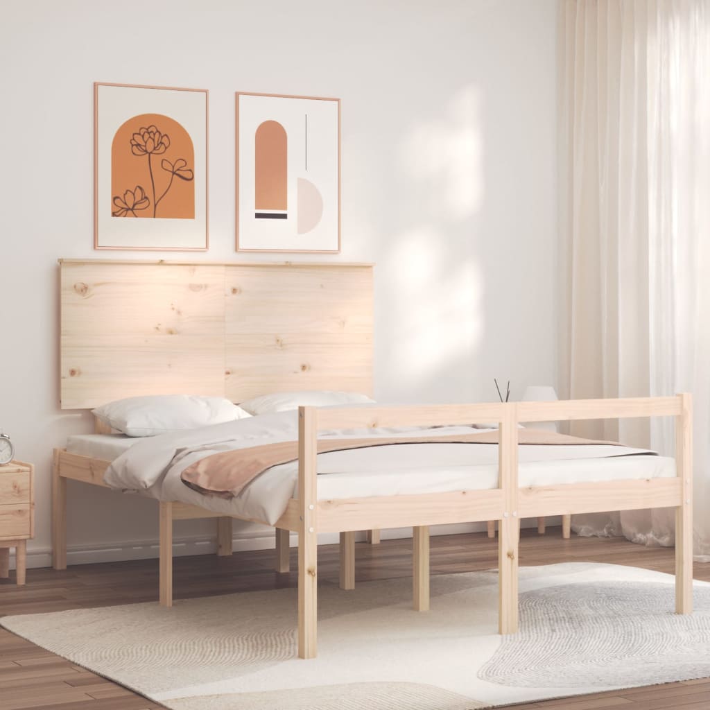 Berkfield Bed Frame with Headboard 140x190 cm Solid Wood