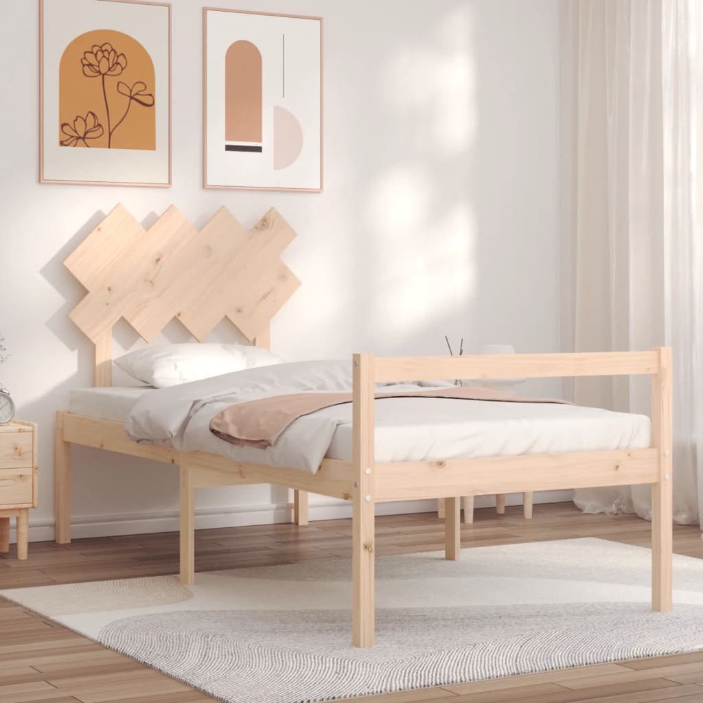 Berkfield Bed Frame with Headboard Single Solid Wood