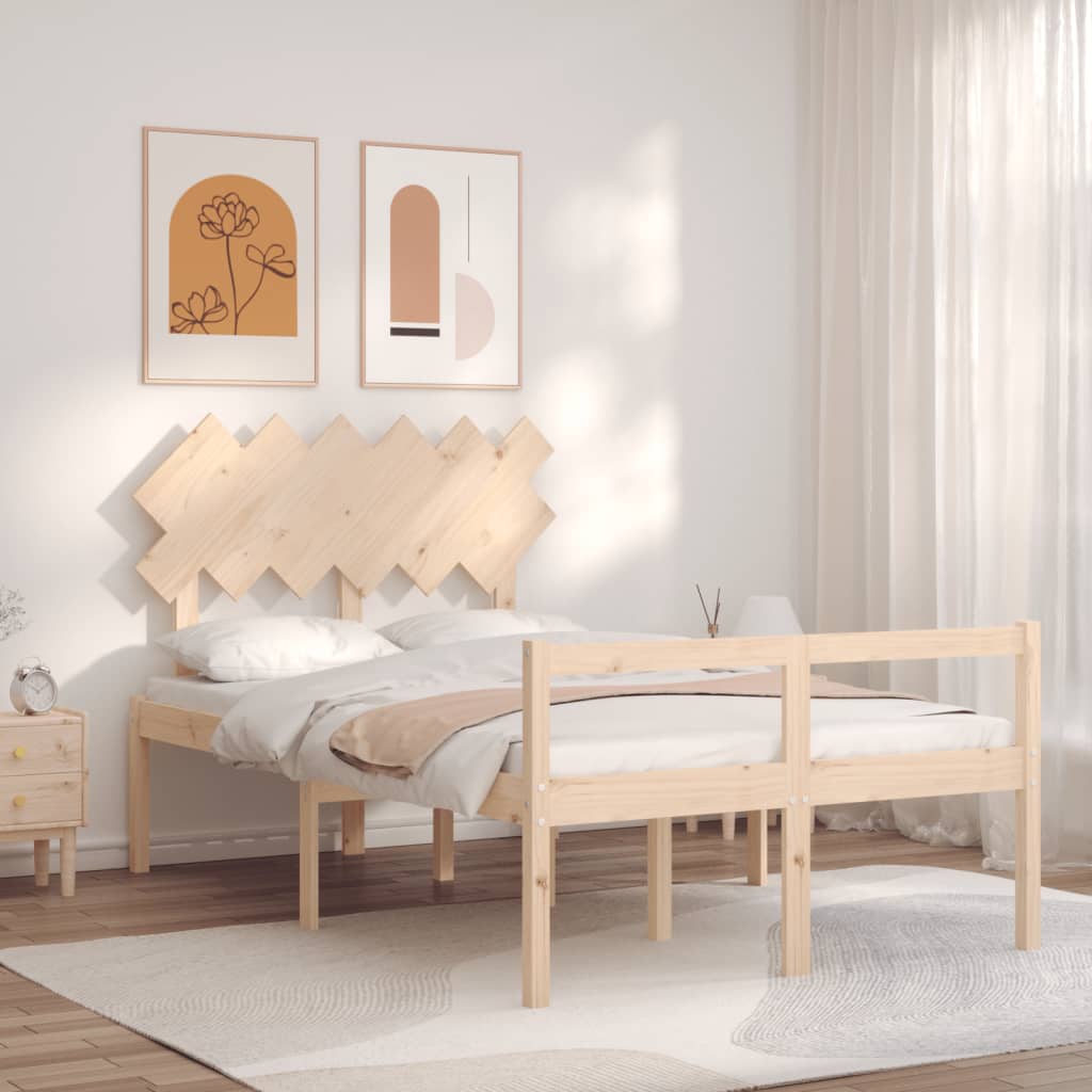 Berkfield Bed Frame with Headboard Double Solid Wood