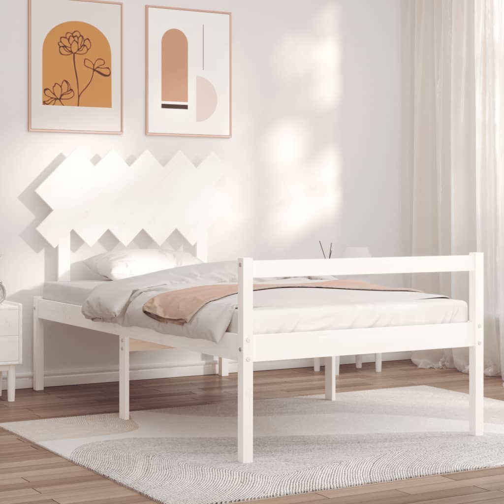Berkfield Bed Frame with Headboard White 100x200 cm Solid Wood