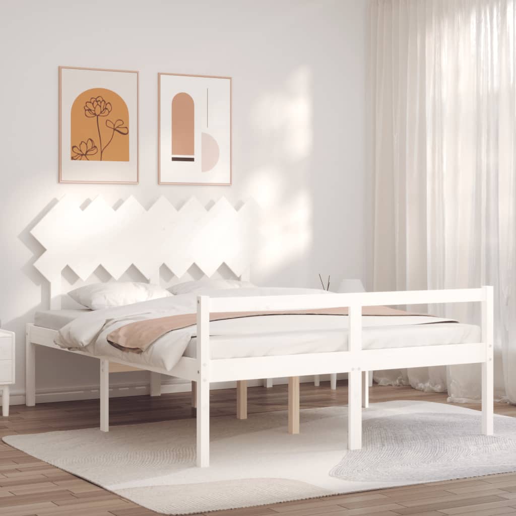 Berkfield Bed Frame with Headboard White 140x200 cm Solid Wood