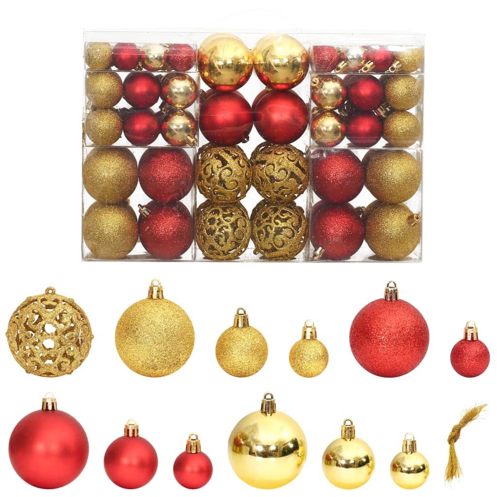 Berkfield Christmas Baubles 100 pcs Gold and Wine Red 3 / 4 / 6 cm