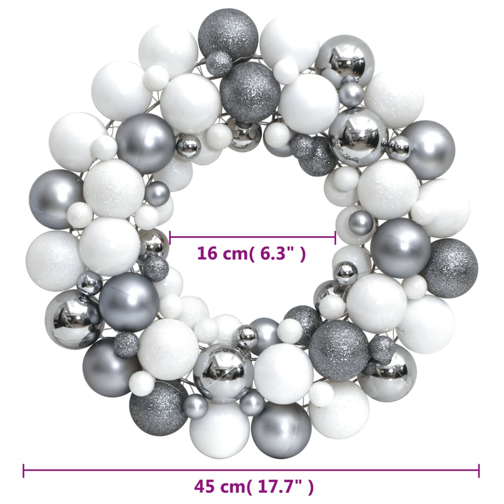 Berkfield Christmas Wreath White and Grey 45 cm Polystyrene