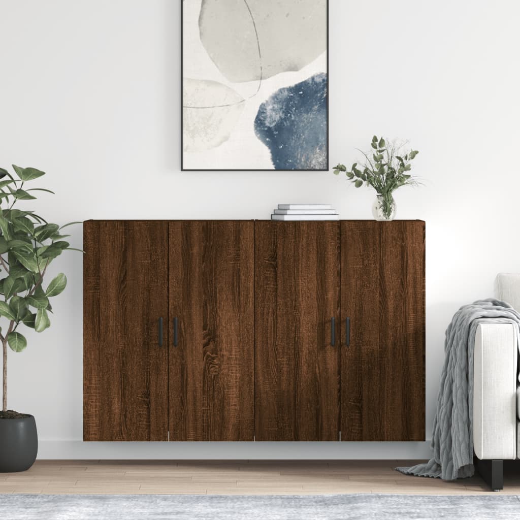 Berkfield Wall Mounted Cabinets 2 pcs Brown Oak 69.5x34x90 cm