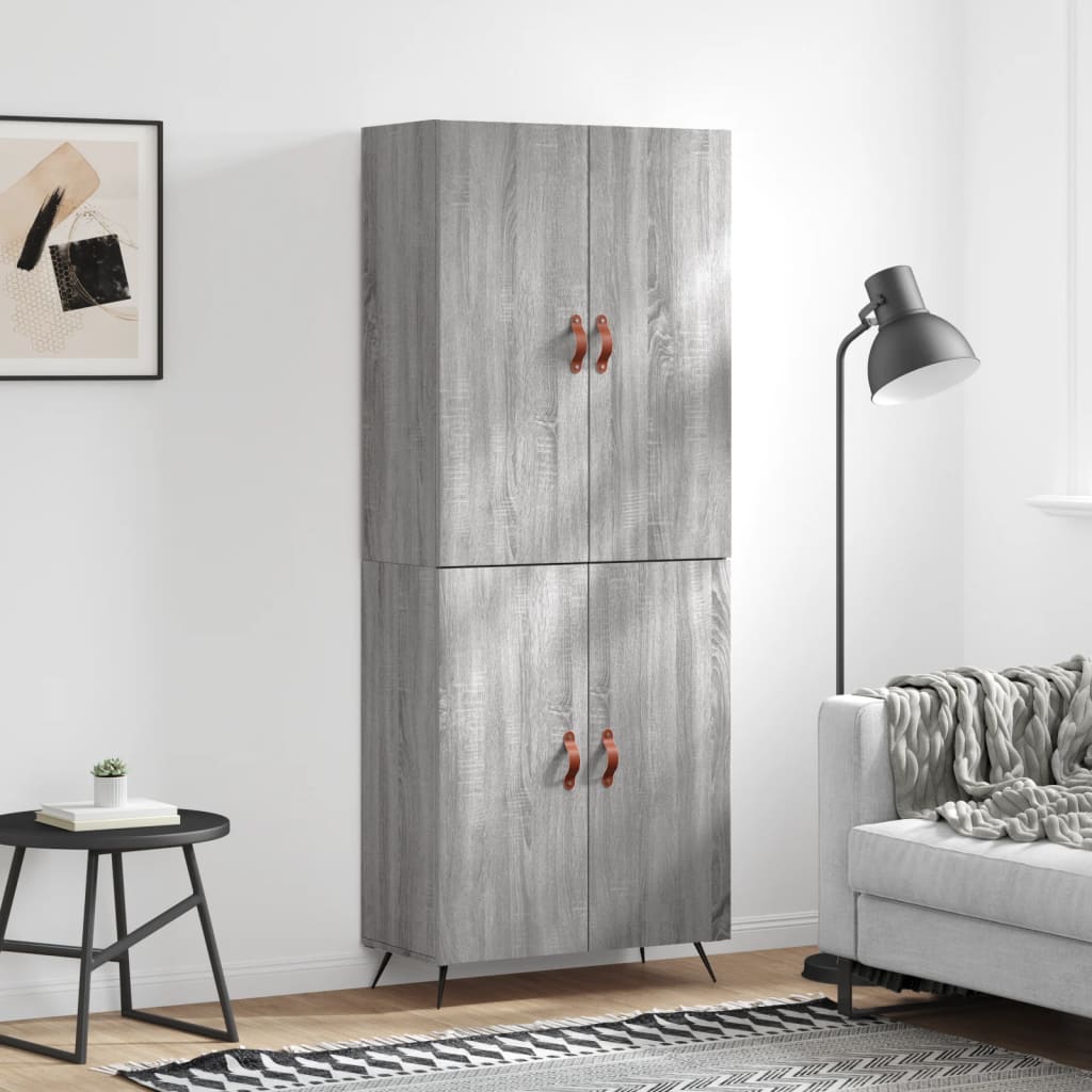 Berkfield Highboard Grey Sonoma 69.5x34x180 cm Engineered Wood