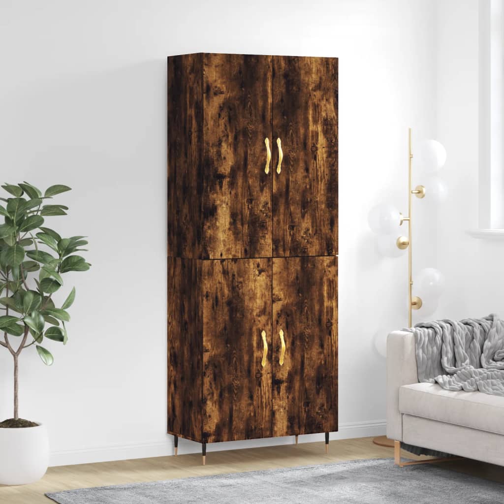 Berkfield Highboard Smoked Oak 69.5x34x180 cm Engineered Wood