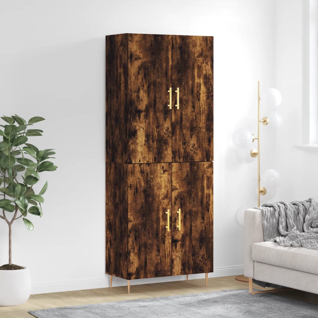 Berkfield Highboard Smoked Oak 69.5x34x180 cm Engineered Wood