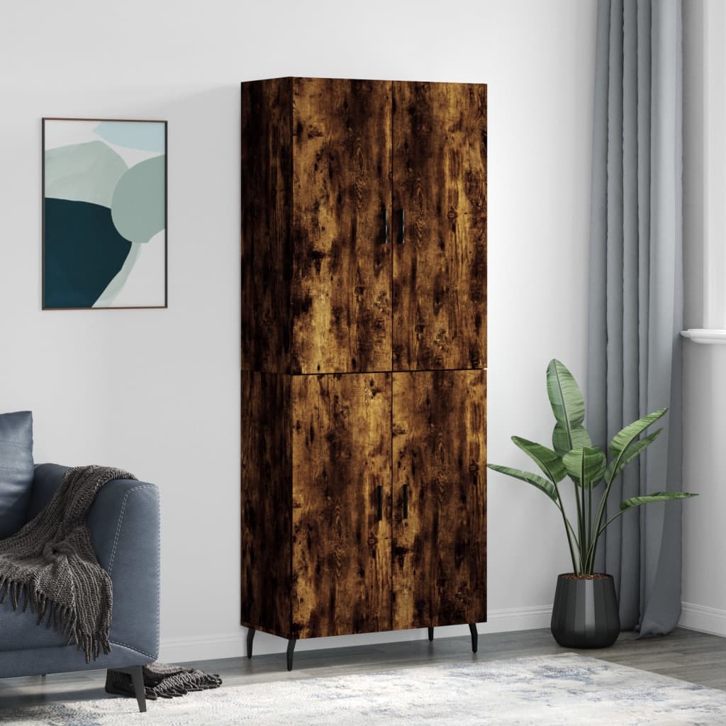 Berkfield Highboard Smoked Oak 69.5x34x180 cm Engineered Wood