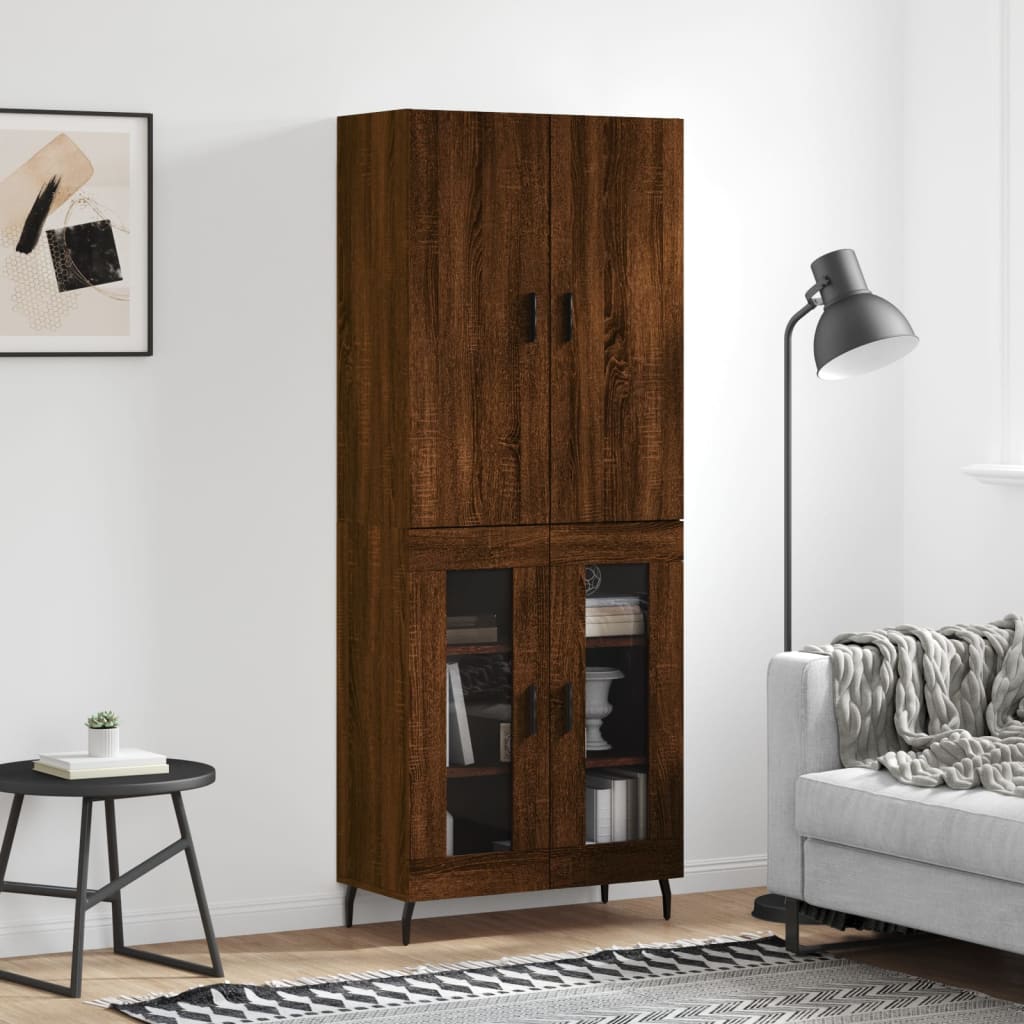 Berkfield Highboard Brown Oak 69.5x34x180 cm Engineered Wood