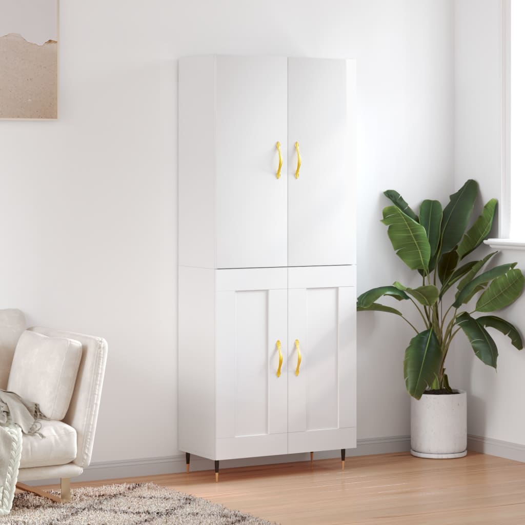 Berkfield Highboard High Gloss White 69.5x34x180 cm Engineered Wood