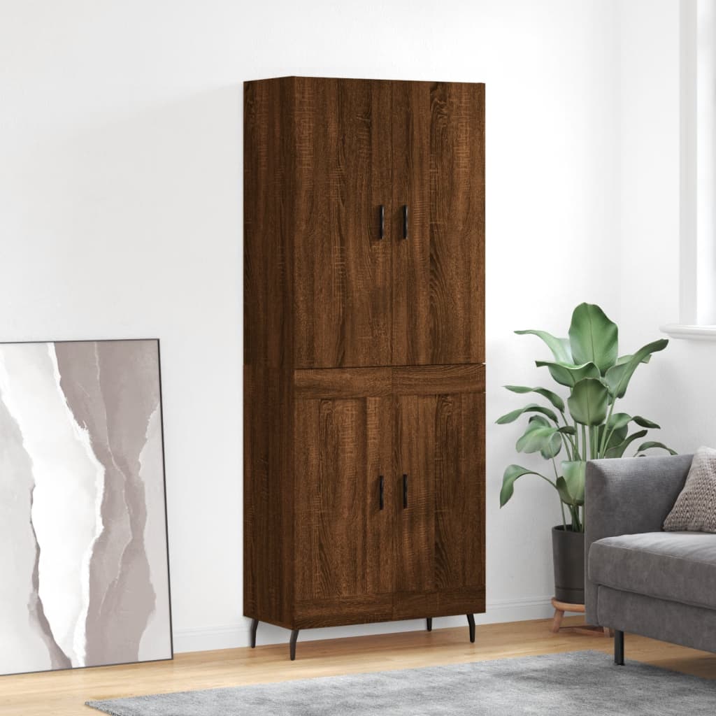 Berkfield Highboard Brown Oak 69.5x34x180 cm Engineered Wood