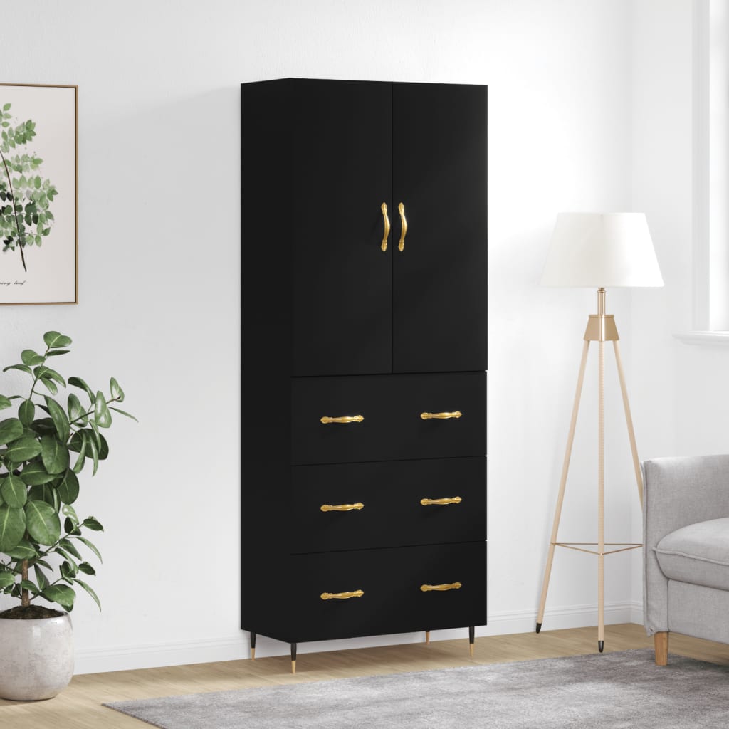 Berkfield Highboard Black 69.5x34x180 cm Engineered Wood