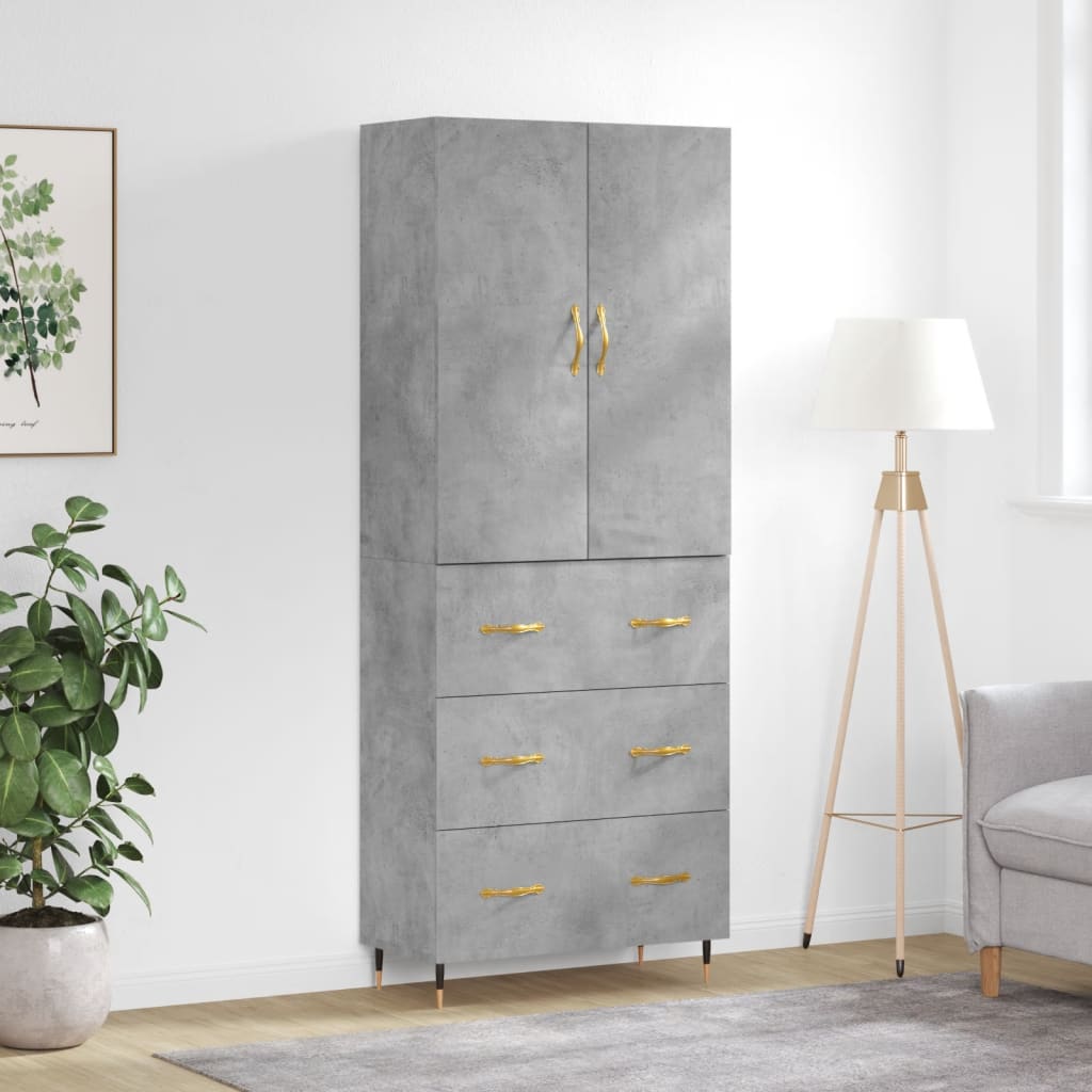 Berkfield Highboard Concrete Grey 69.5x34x180 cm Engineered Wood