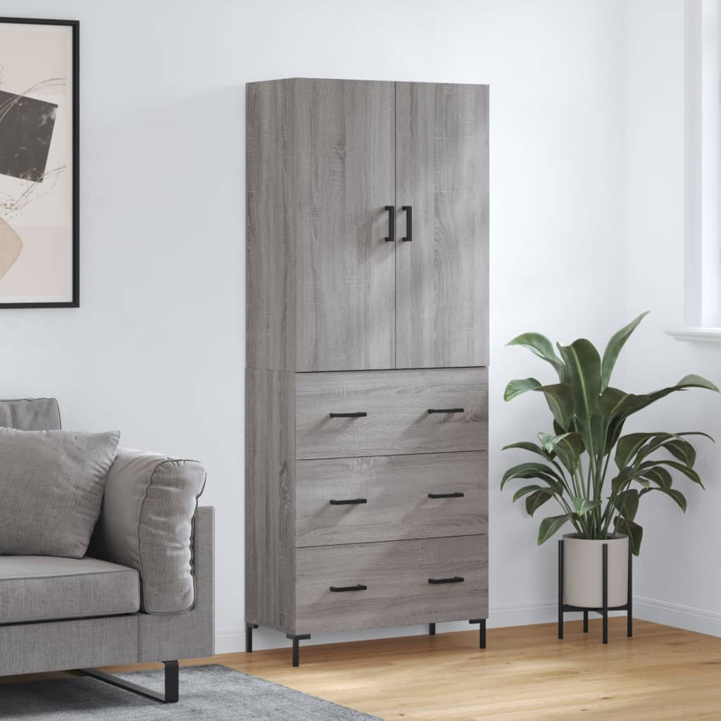 Berkfield Highboard Grey Sonoma 69.5x34x180 cm Engineered Wood