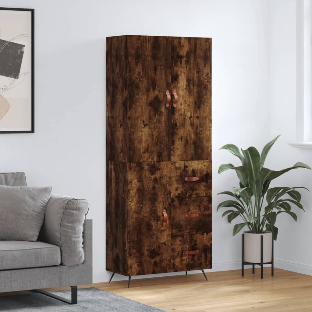 Berkfield Highboard Smoked Oak 69.5x34x180 cm Engineered Wood