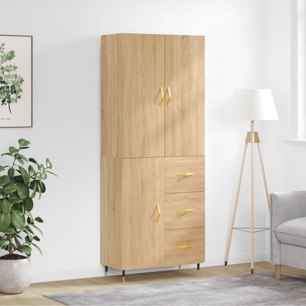 Berkfield Highboard Sonoma Oak 69.5x34x180 cm Engineered Wood