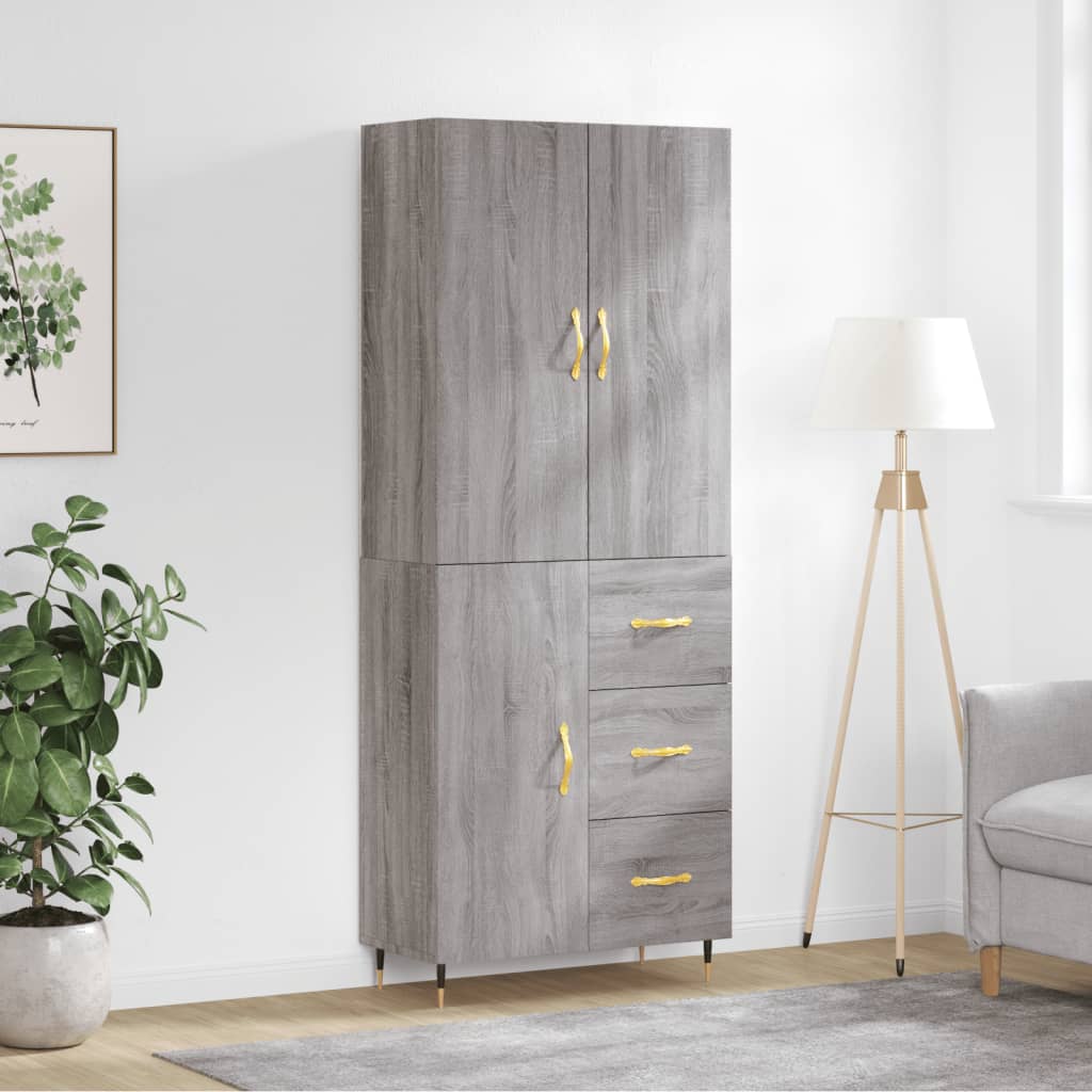 Berkfield Highboard Grey Sonoma 69.5x34x180 cm Engineered Wood