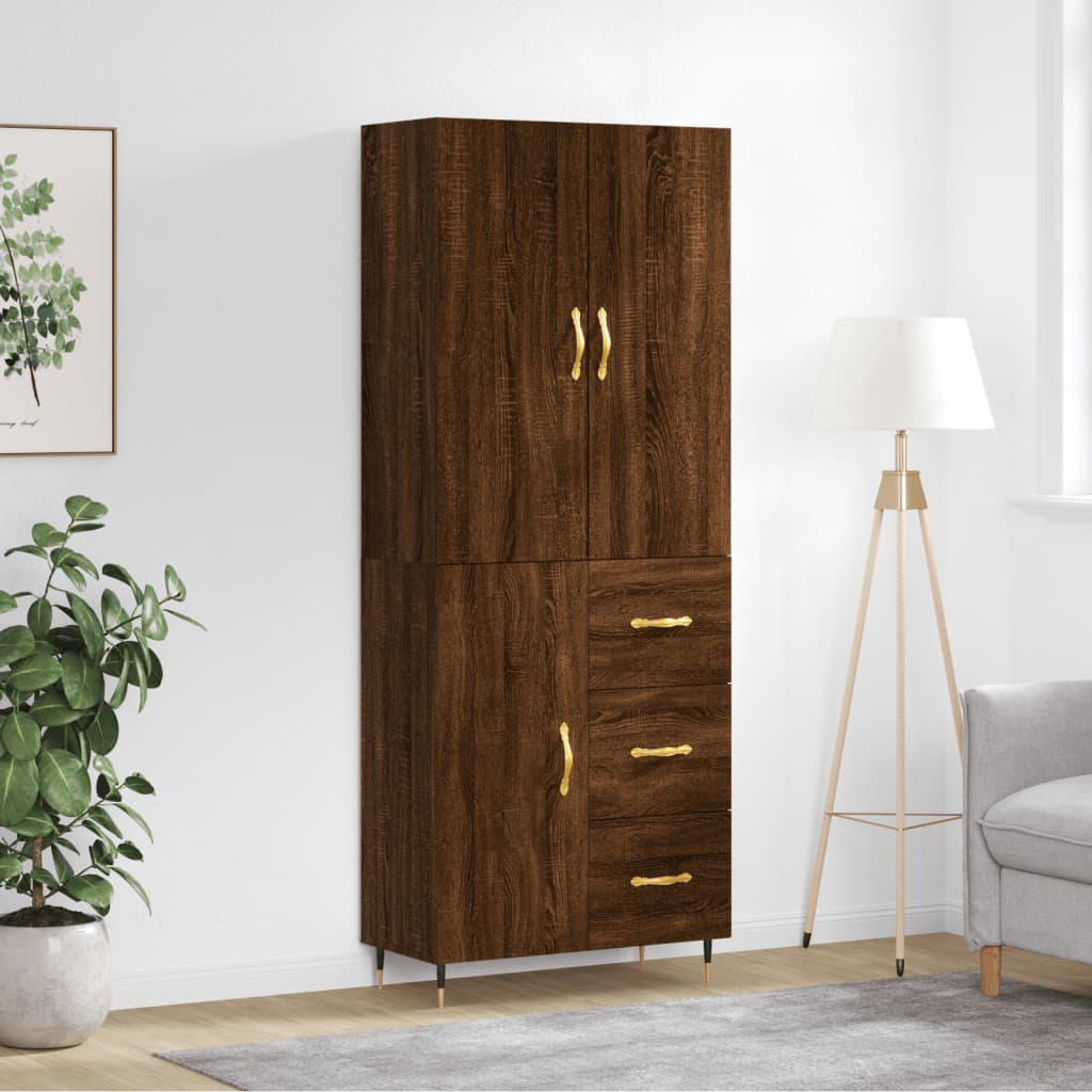 Berkfield Highboard Brown Oak 69.5x34x180 cm Engineered Wood