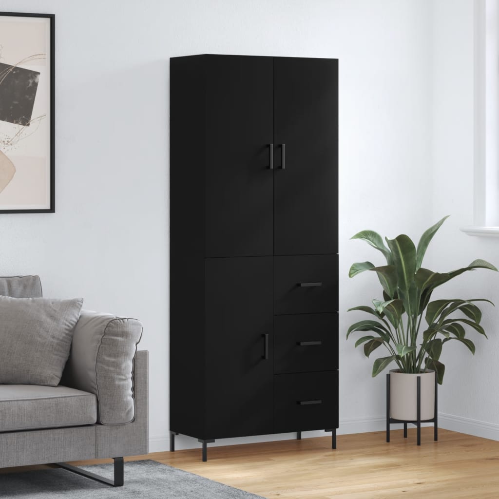Berkfield Highboard Black 69.5x34x180 cm Engineered Wood