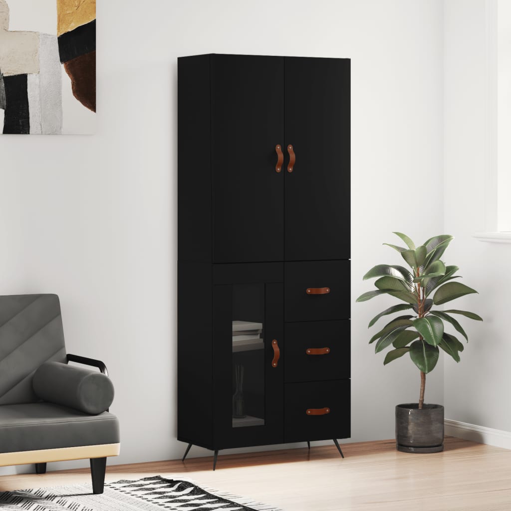 Berkfield Highboard Black 69.5x34x180 cm Engineered Wood