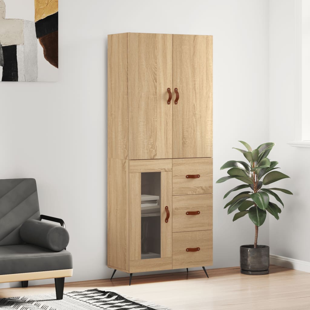 Berkfield Highboard Sonoma Oak 69.5x34x180 cm Engineered Wood