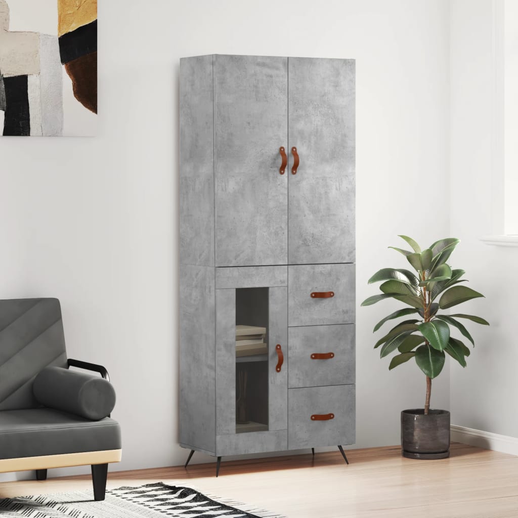 Berkfield Highboard Concrete Grey 69.5x34x180 cm Engineered Wood