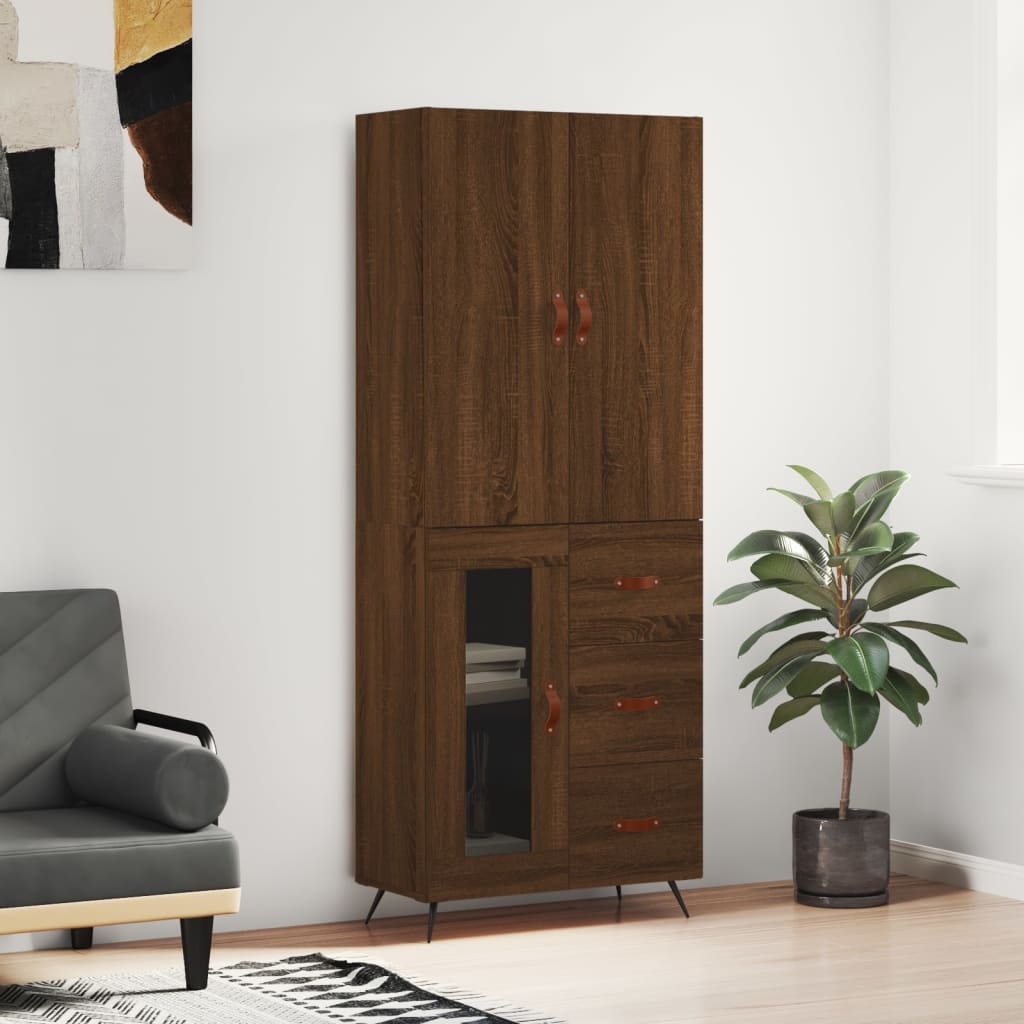 Berkfield Highboard Brown Oak 69.5x34x180 cm Engineered Wood