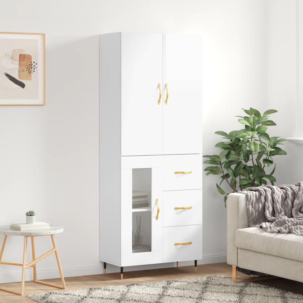 Berkfield Highboard High Gloss White 69.5x34x180 cm Engineered Wood