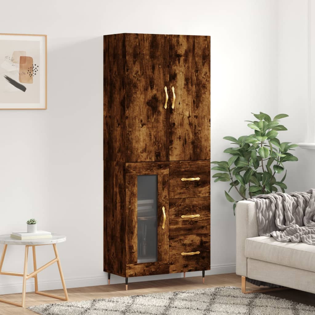 Berkfield Highboard Smoked Oak 69.5x34x180 cm Engineered Wood