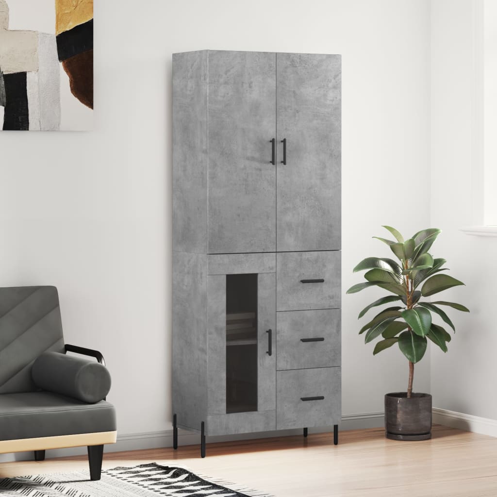 Berkfield Highboard Concrete Grey 69.5x34x180 cm Engineered Wood