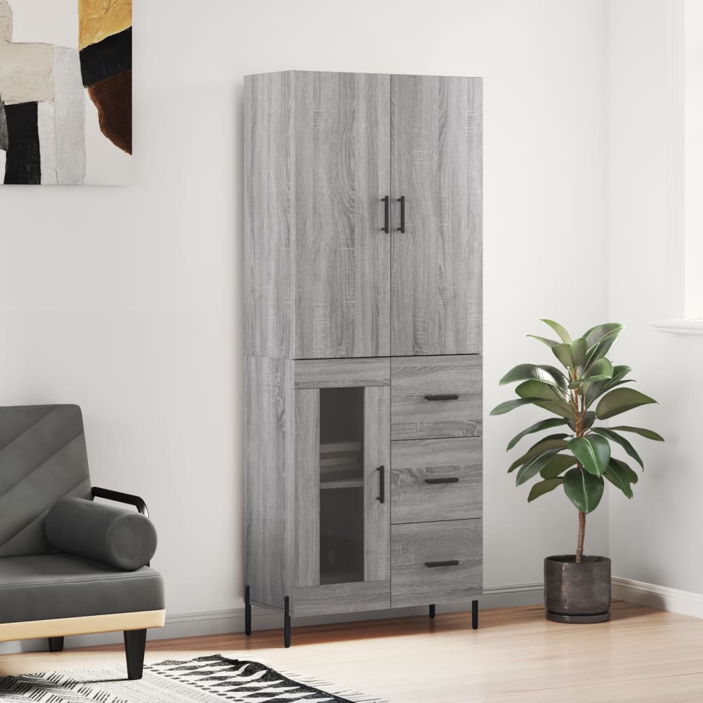 Berkfield Highboard Grey Sonoma 69.5x34x180 cm Engineered Wood