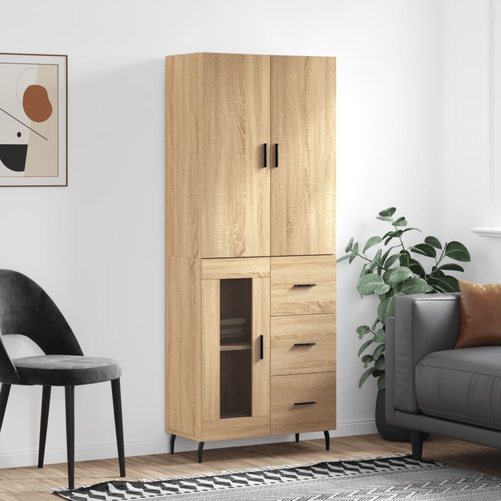 Berkfield Highboard Sonoma Oak 69.5x34x180 cm Engineered Wood