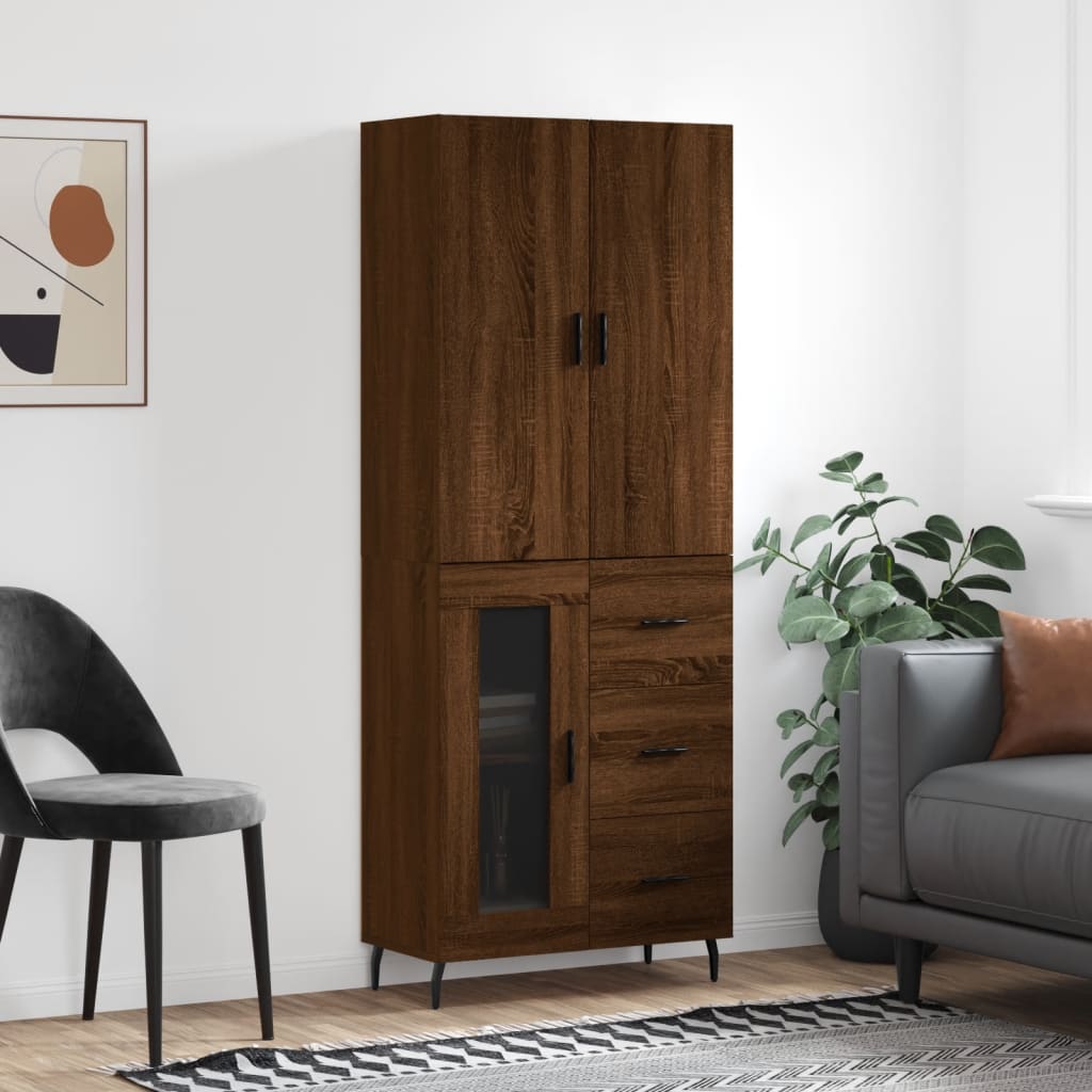 Berkfield Highboard Brown Oak 69.5x34x180 cm Engineered Wood