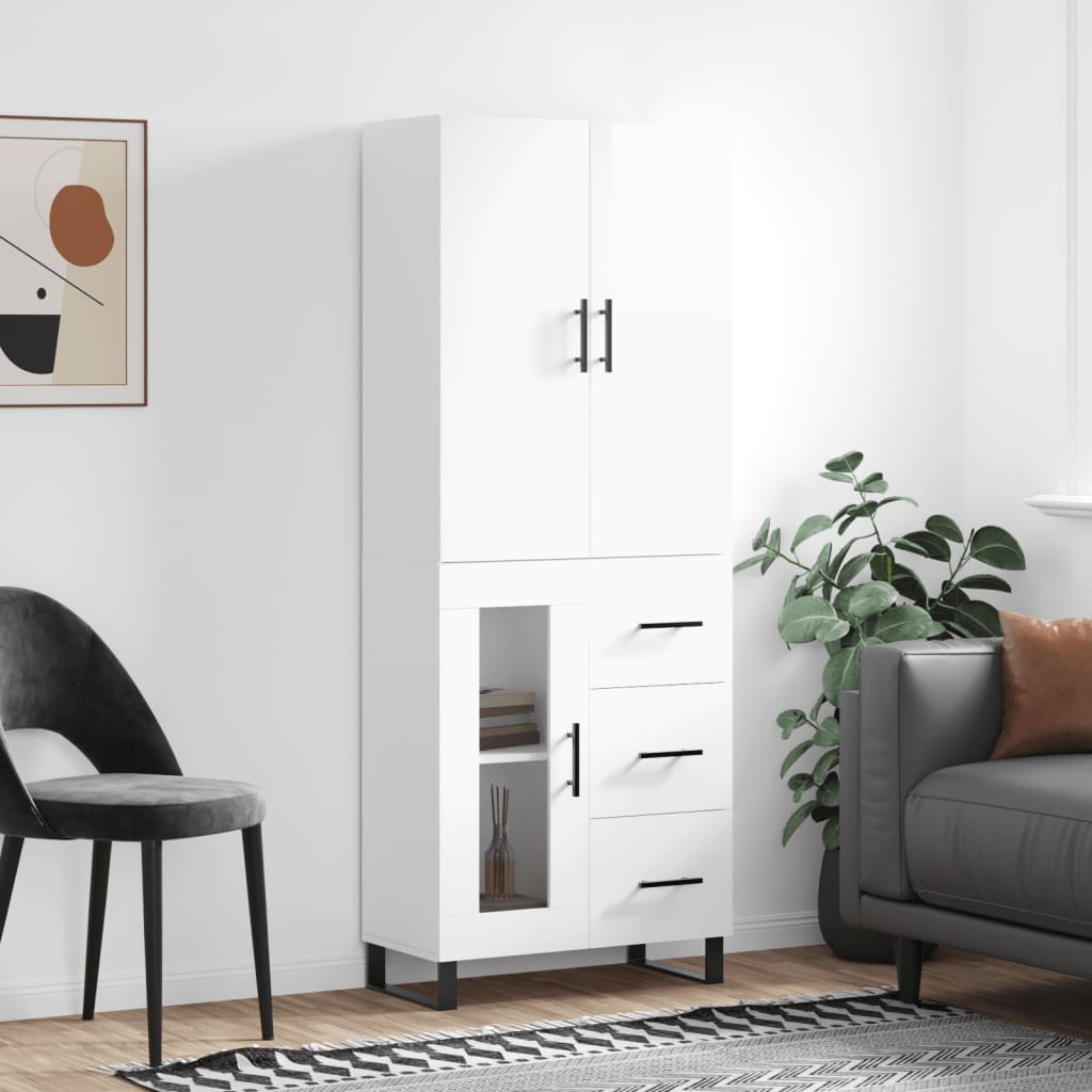 Berkfield Highboard High Gloss White 69.5x34x180 cm Engineered Wood