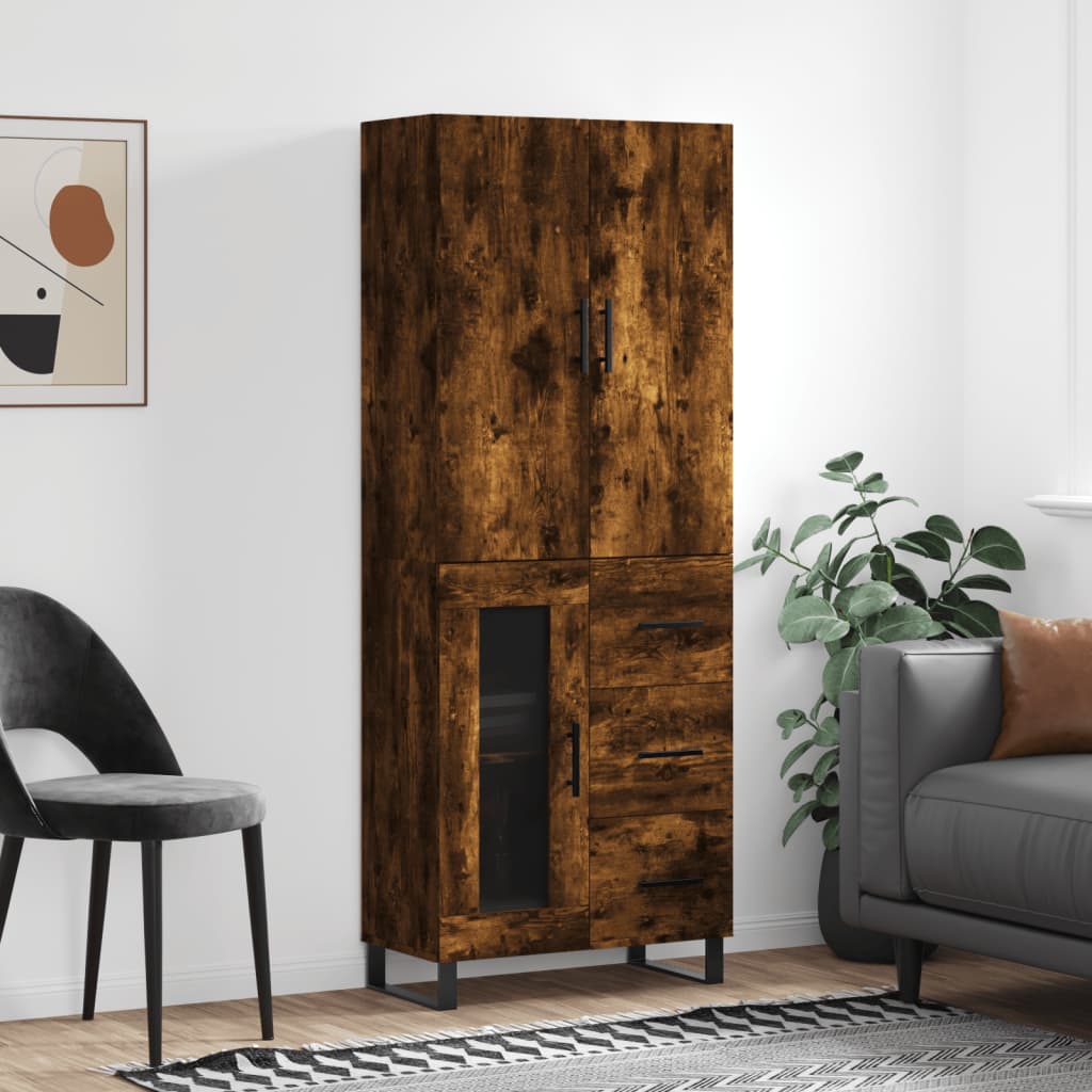 Berkfield Highboard Smoked Oak 69.5x34x180 cm Engineered Wood