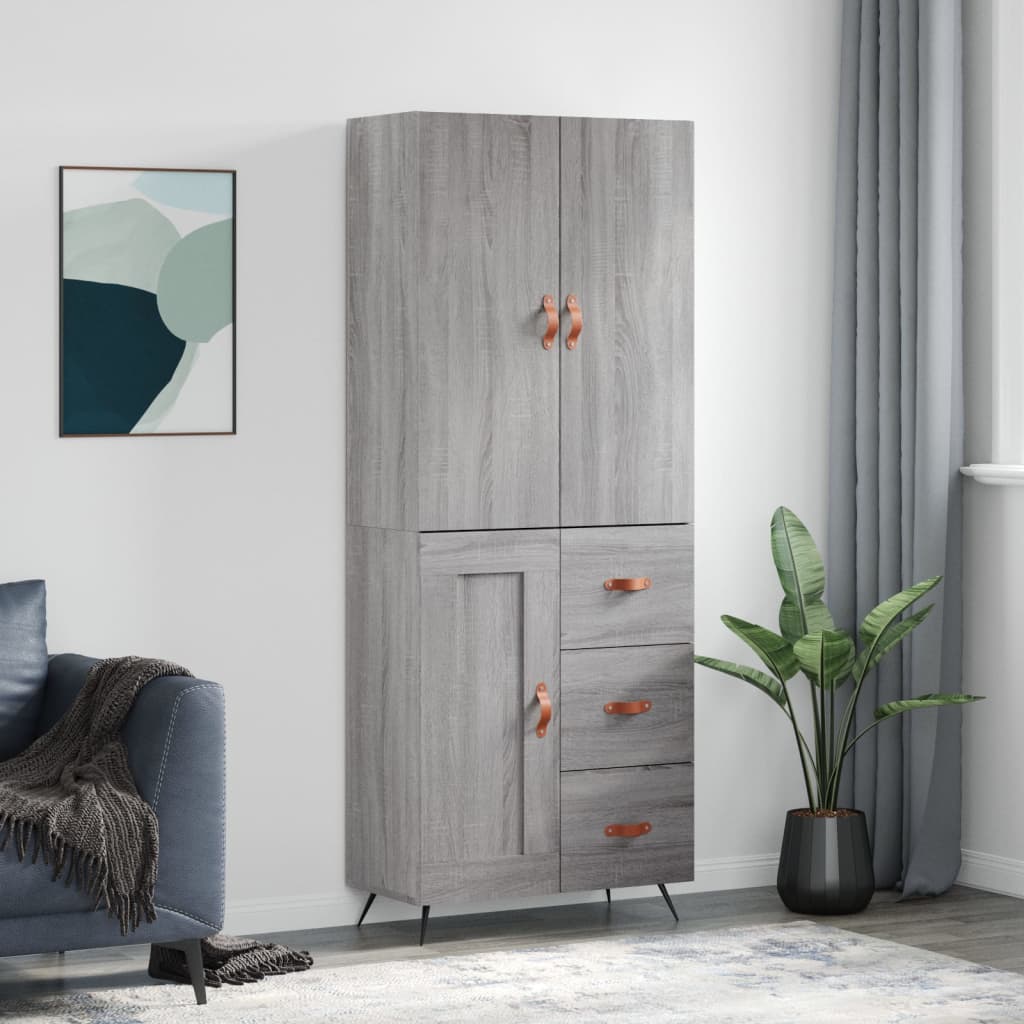 Berkfield Highboard Grey Sonoma 69.5x34x180 cm Engineered Wood