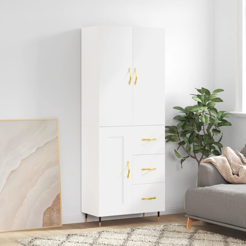 Berkfield Highboard High Gloss White 69.5x34x180 cm Engineered Wood