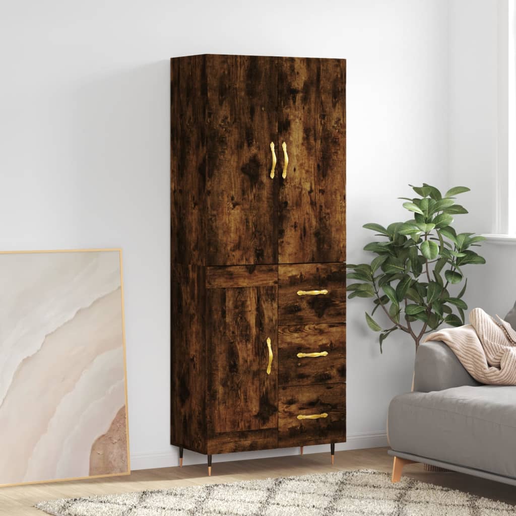 Berkfield Highboard Smoked Oak 69.5x34x180 cm Engineered Wood