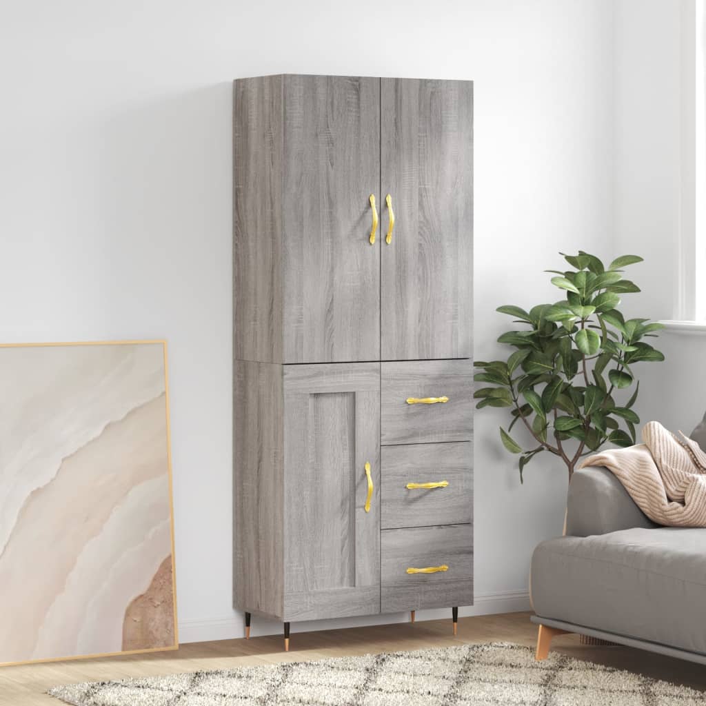 Berkfield Highboard Grey Sonoma 69.5x34x180 cm Engineered Wood