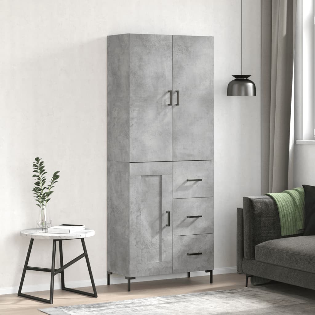 Berkfield Highboard Concrete Grey 69.5x34x180 cm Engineered Wood
