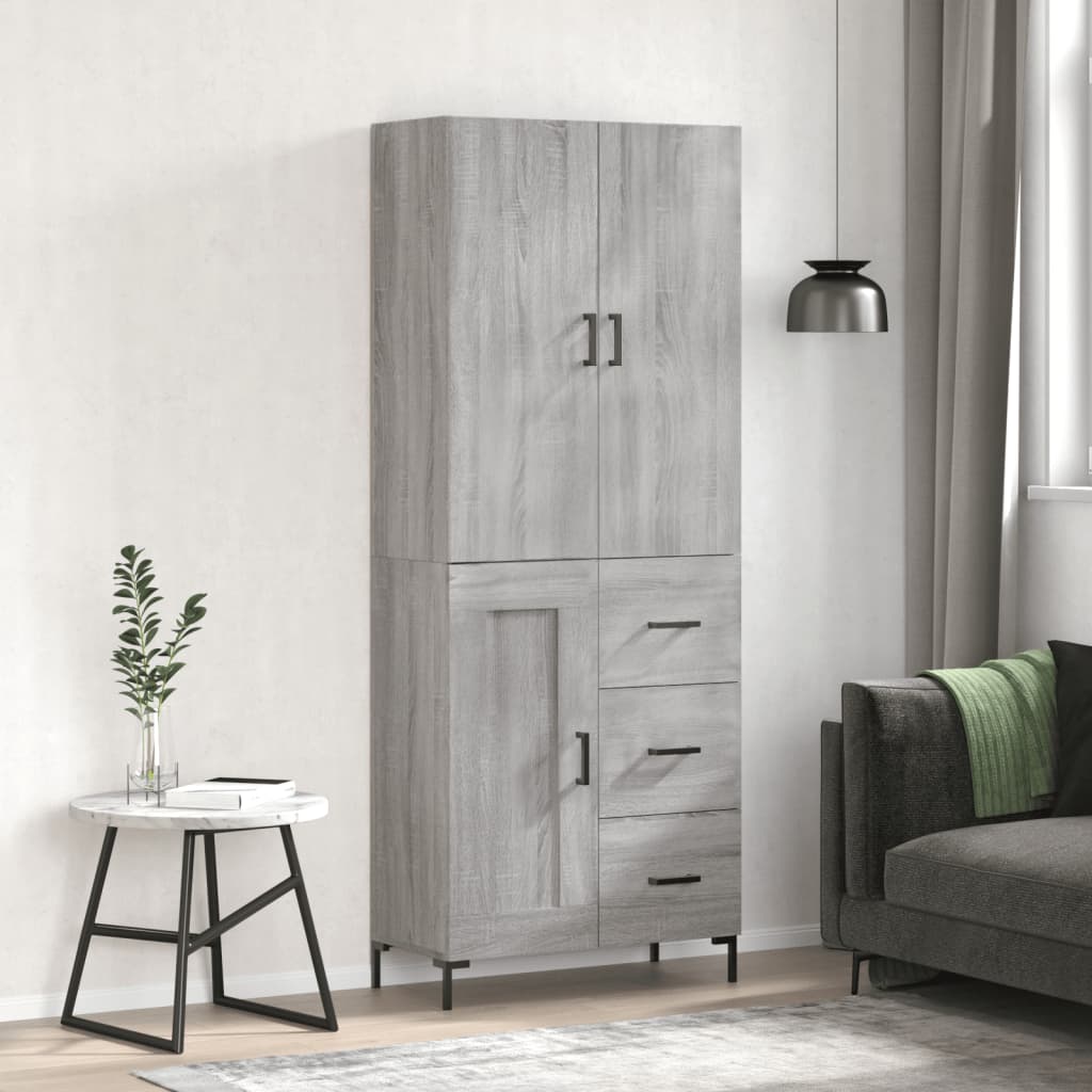 Berkfield Highboard Grey Sonoma 69.5x34x180 cm Engineered Wood