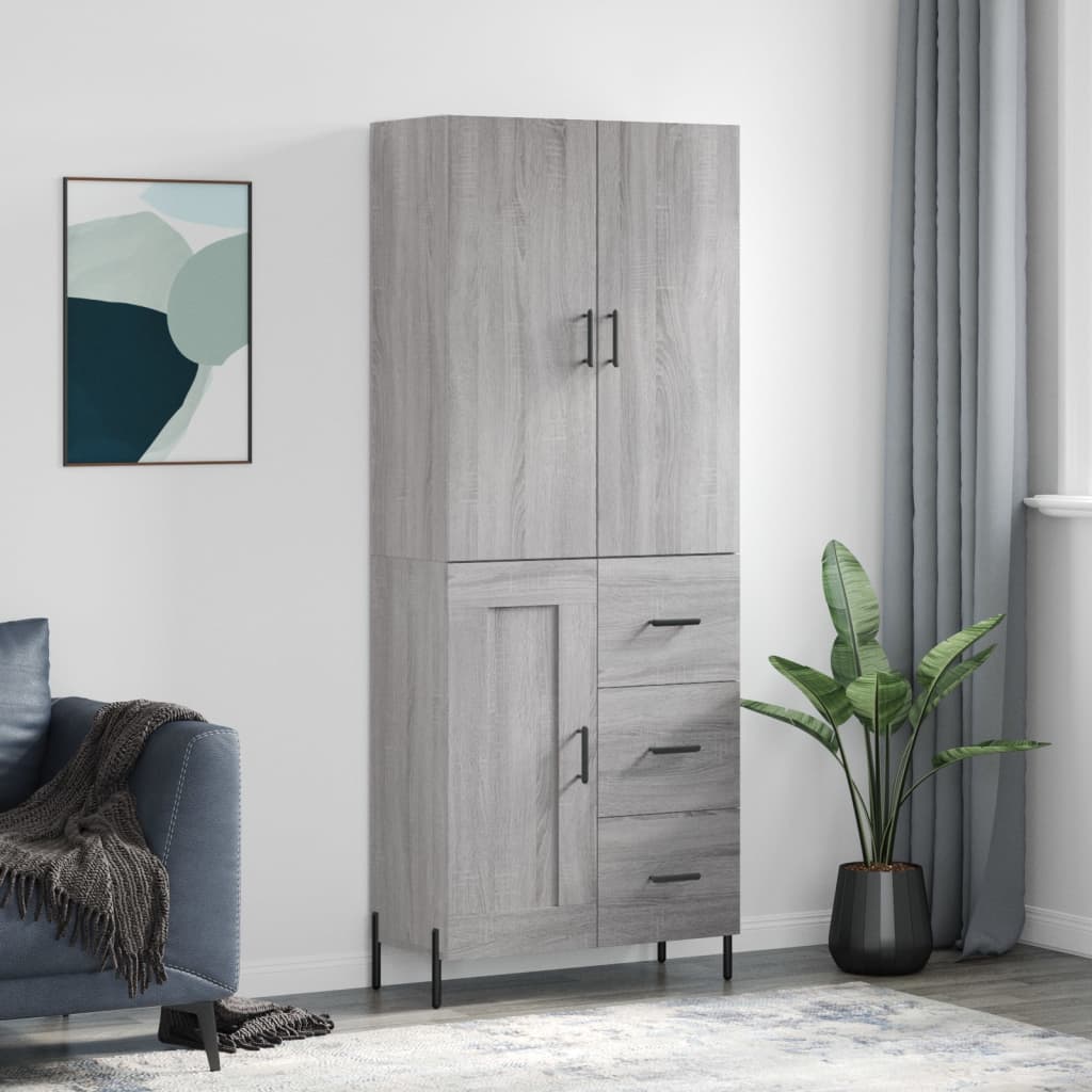 Berkfield Highboard Grey Sonoma 69.5x34x180 cm Engineered Wood