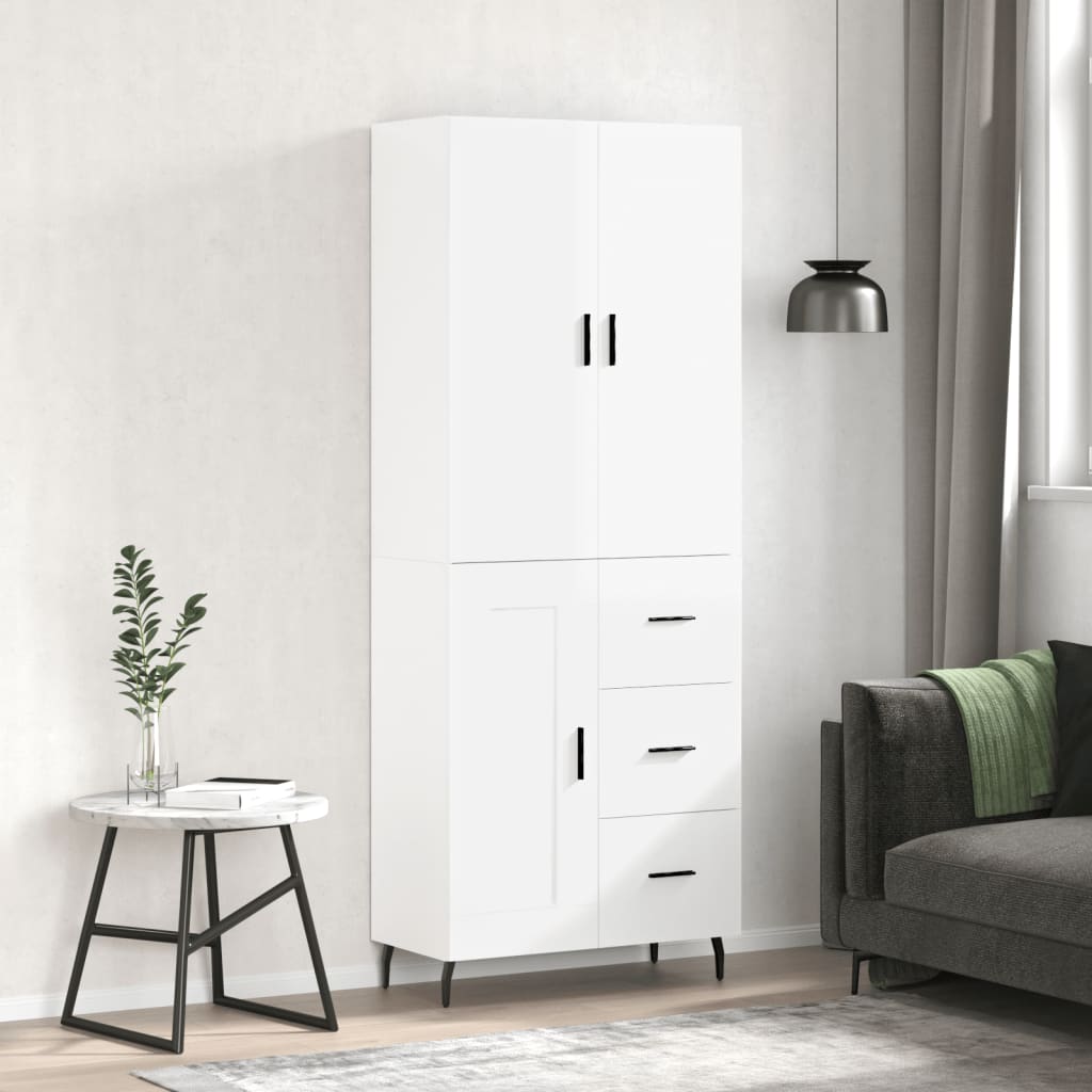 Berkfield Highboard High Gloss White 69.5x34x180 cm Engineered Wood