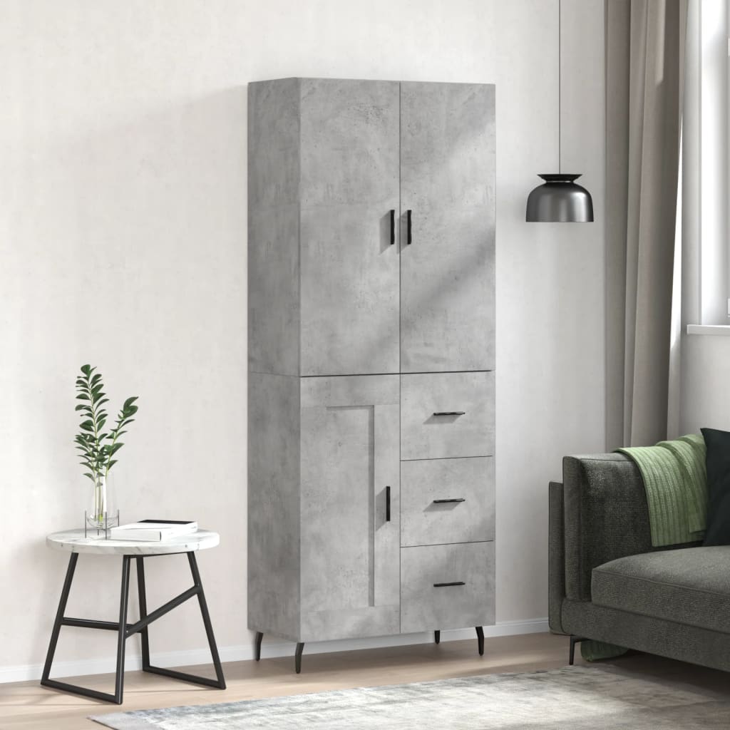 Berkfield Highboard Concrete Grey 69.5x34x180 cm Engineered Wood