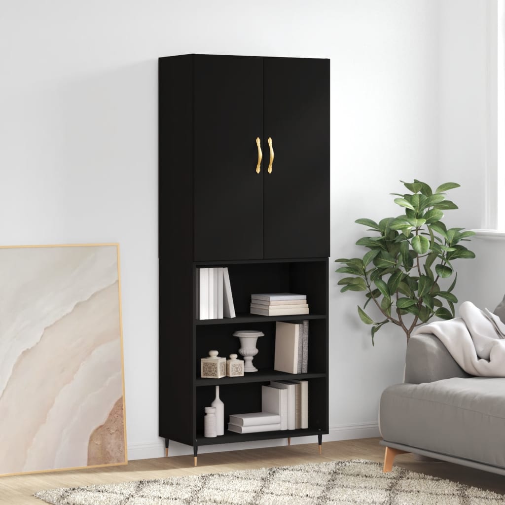 Berkfield Highboard Black 69.5x34x180 cm Engineered Wood