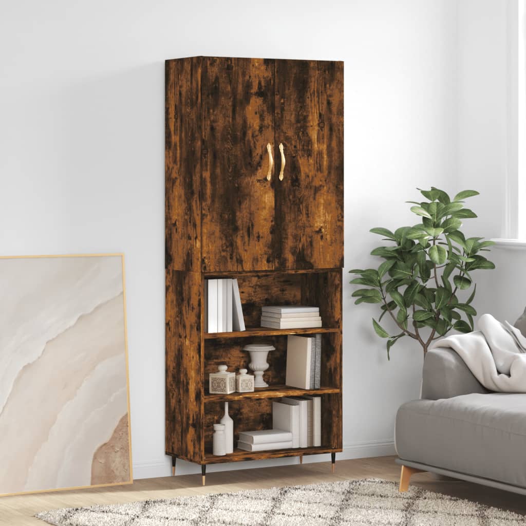 Berkfield Highboard Smoked Oak 69.5x34x180 cm Engineered Wood